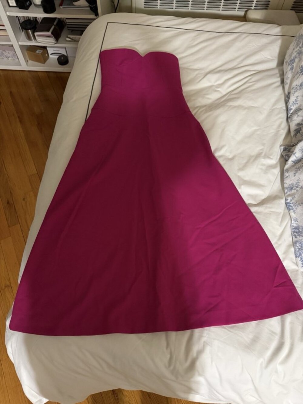 ZARA  BUSTIER MIDI DRESS Strapless Aline FUCHSIA HOT PINK w/ pockets size XS NEW